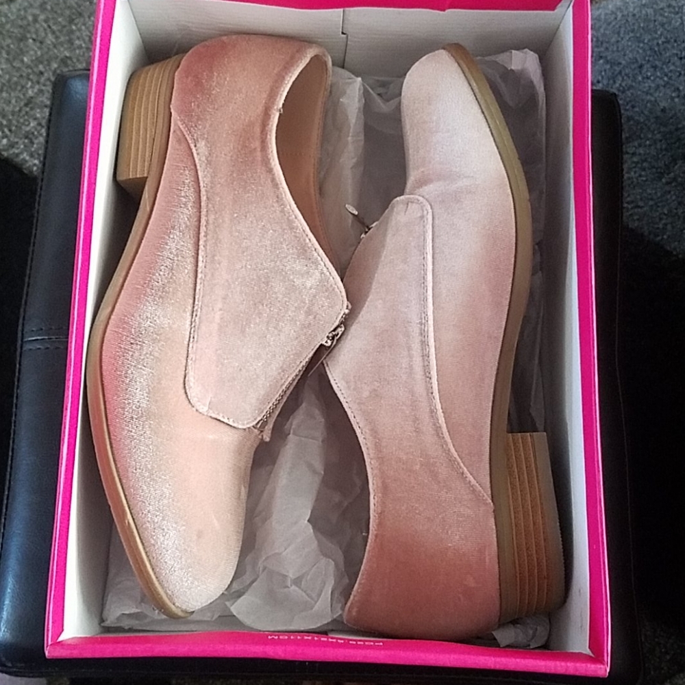 Flat faux velvet slip on shoes